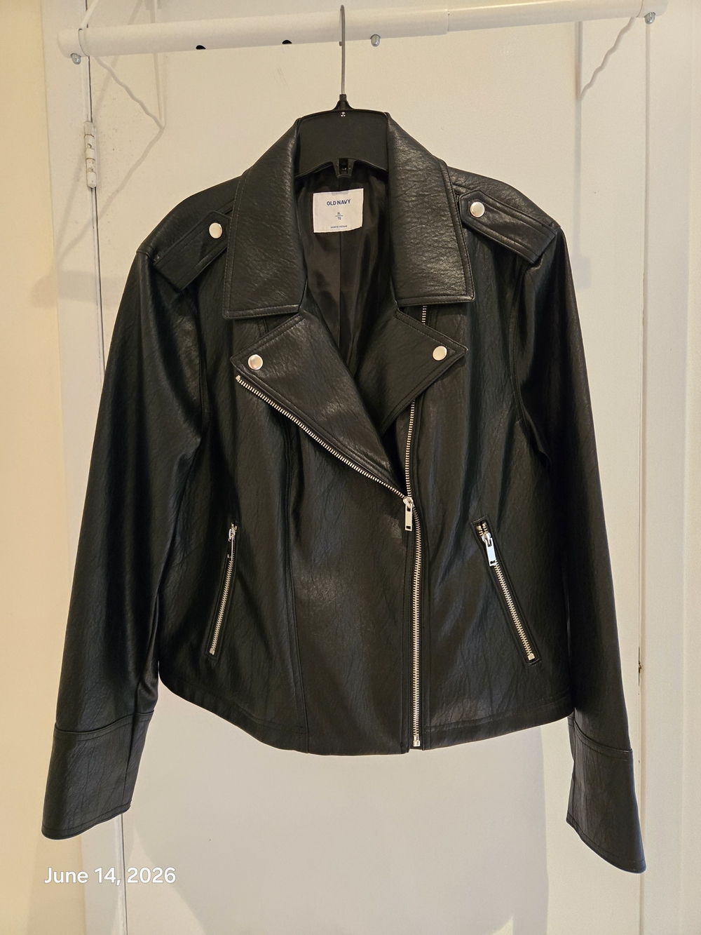 Old Navy Black Faux Leather Moto Jacket XL
